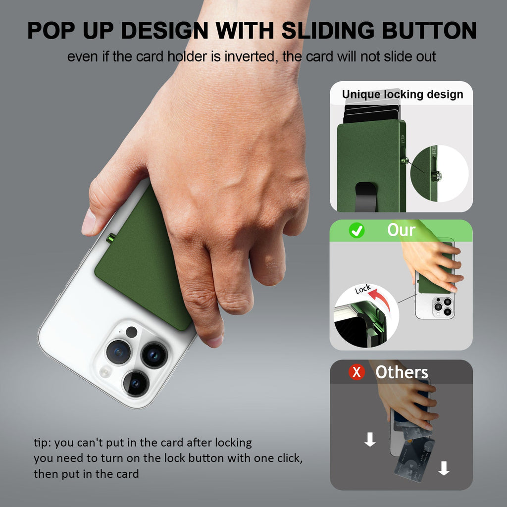 Minimalist Pop up Wallet with Money Clip, All Aluminum Slide Rfid Slim Card Holder